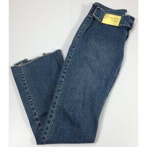 Calvin Klein Women's Jeans Size 7 Blue Denim Belted Low Rise Raw Split Hem